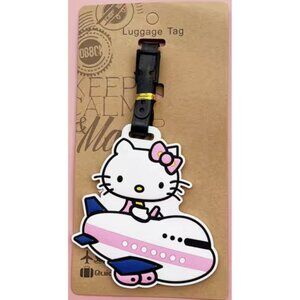 HELLO KITTY AIRPLANE JET PILOT LUGGAGE Travel Bag ID TAG Sturdy Silicone PVC NEW